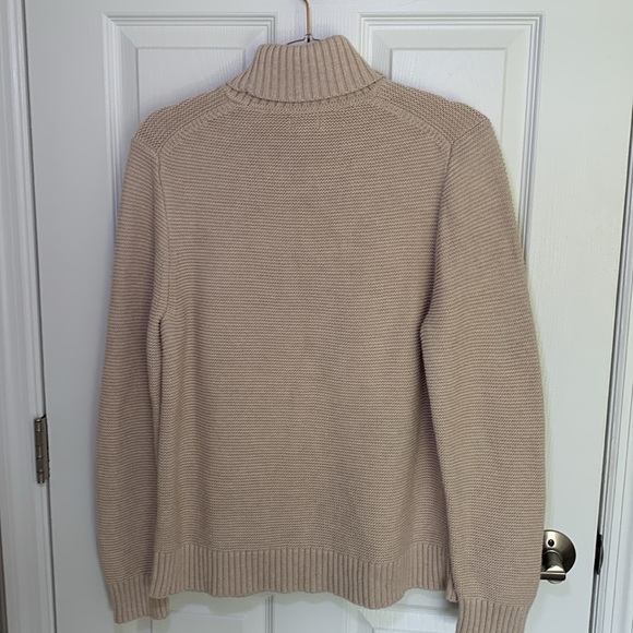 J crew oatmeal turtleneck sweater size large cotton/poly/ merino wool blend - Picture 4 of 8